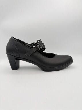 Naot Amato Black Leather Mary Jane Shoes Heels Comfort 40